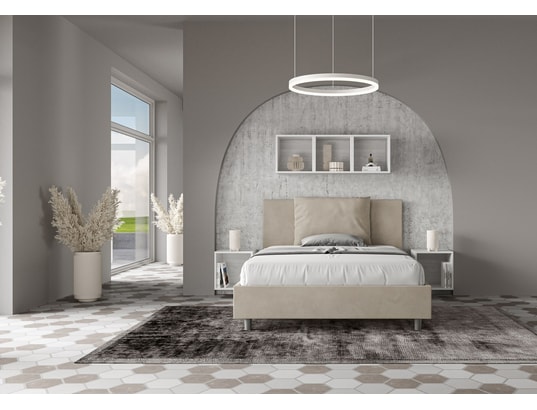 ITYHOME - Lit coffre antea 140x200 microfibra sable