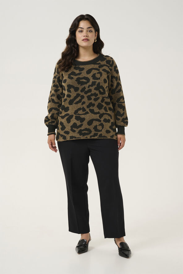 Kaffe Curve KCvilma Knit Pullover Brown/black animal pattern