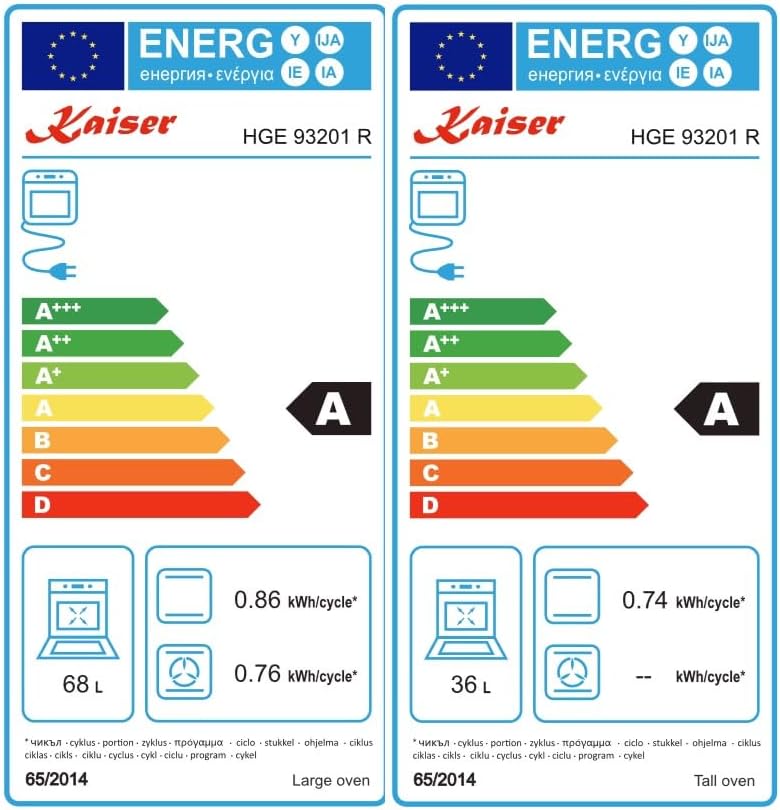 Kaiser Premium Herd HGE 93201 R Gasherd 90 cm Edelstahl • Doppel-Elektrobackofen 115 L • 5 Gasbrenner mit 3,7 kW WOK • Erdgas/Propangas Range Coocker • 8 Funktionen • Selbstreinigung • Anti-Touch
