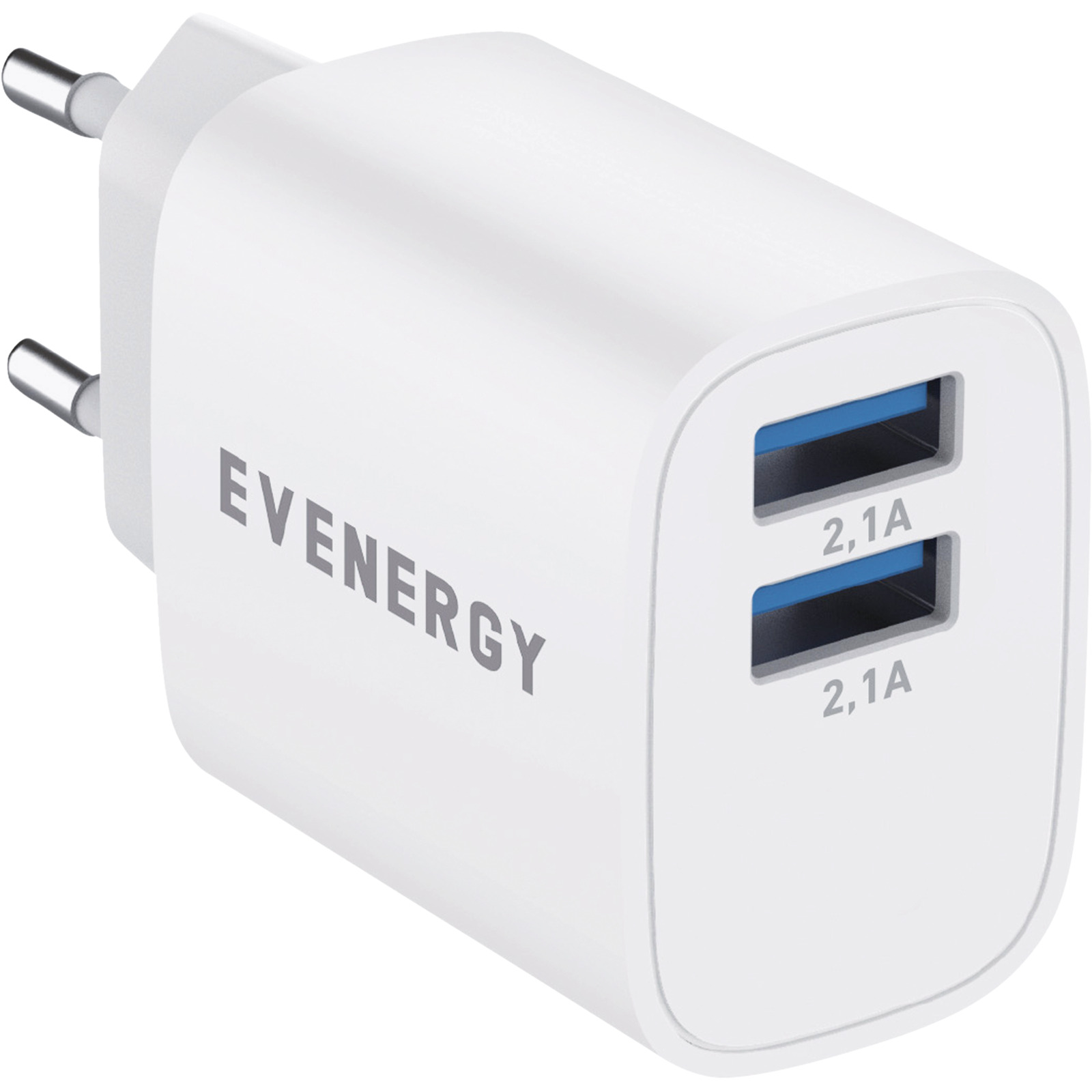 Reiseladegerät mit 2 USB Ports 2.1AMax, weiss
