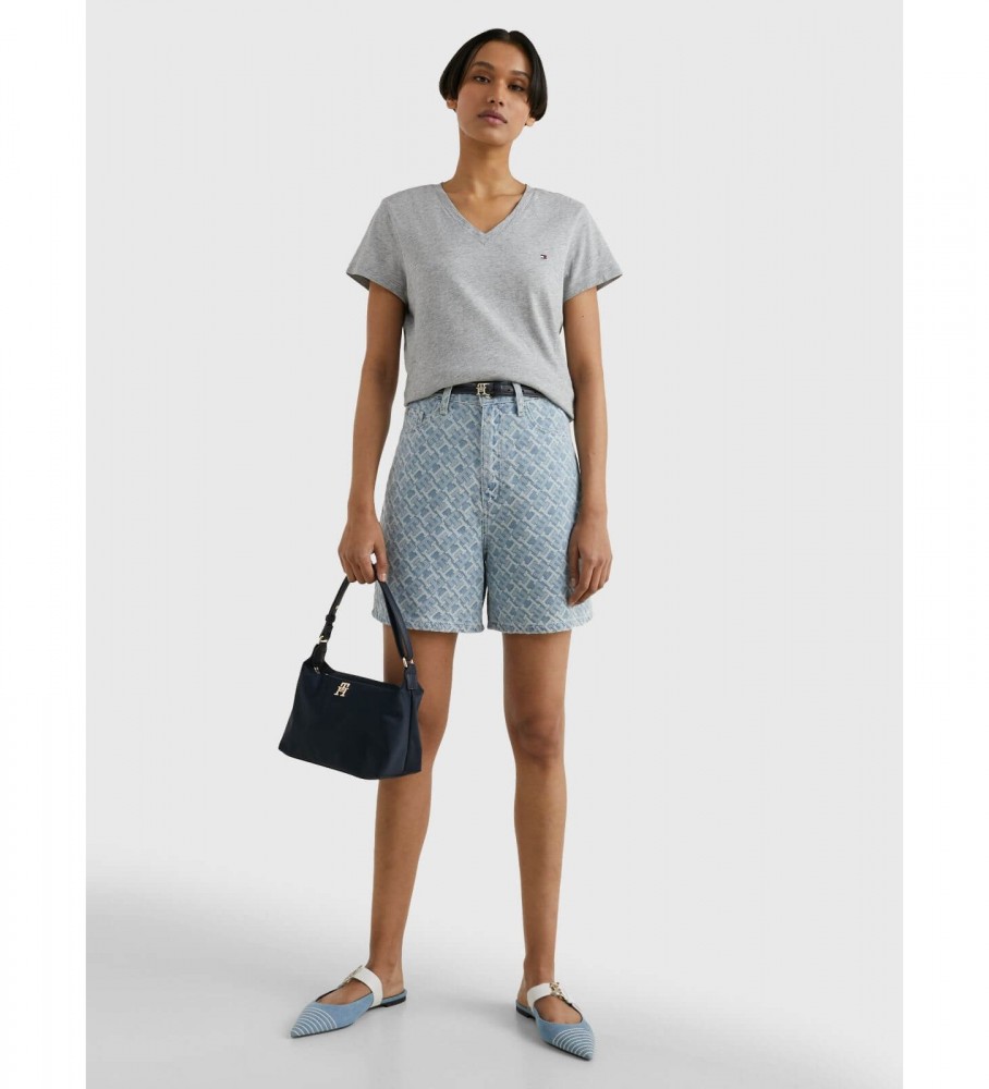 Camiseta Tommy Hilfiger Heritage com decote em V cinza