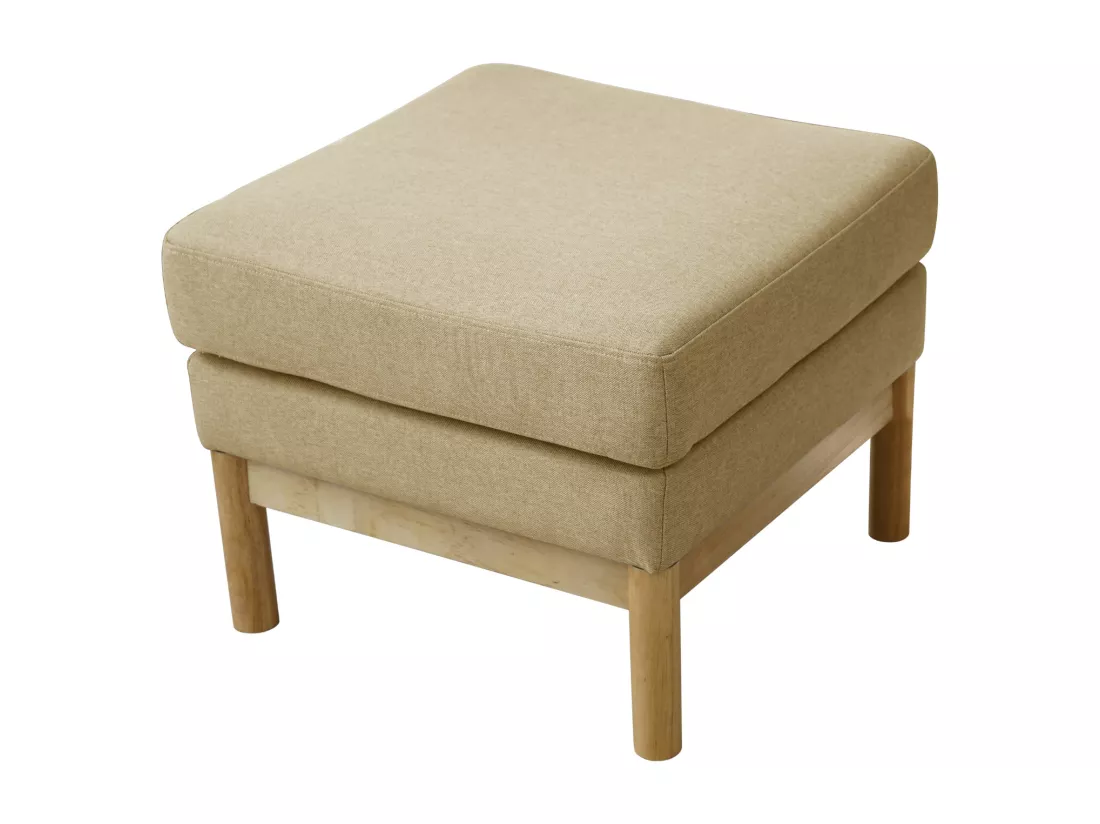 Tabouret recouvert de tissu Pouf moderne rembourré Pieds en bois Beige