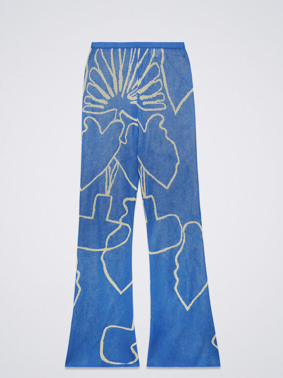 Calças Jacquard - Azul