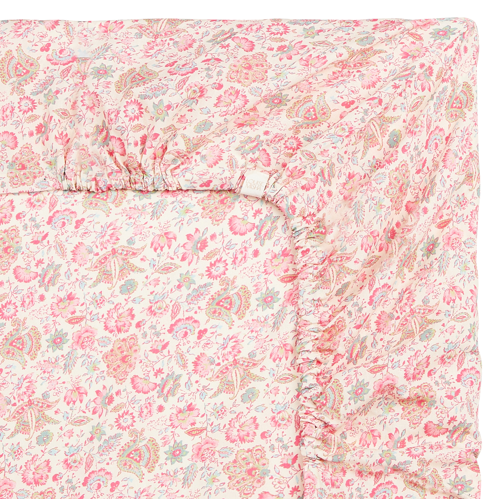 NICOLE - Drap-housse en coton bio imprimé | Beige