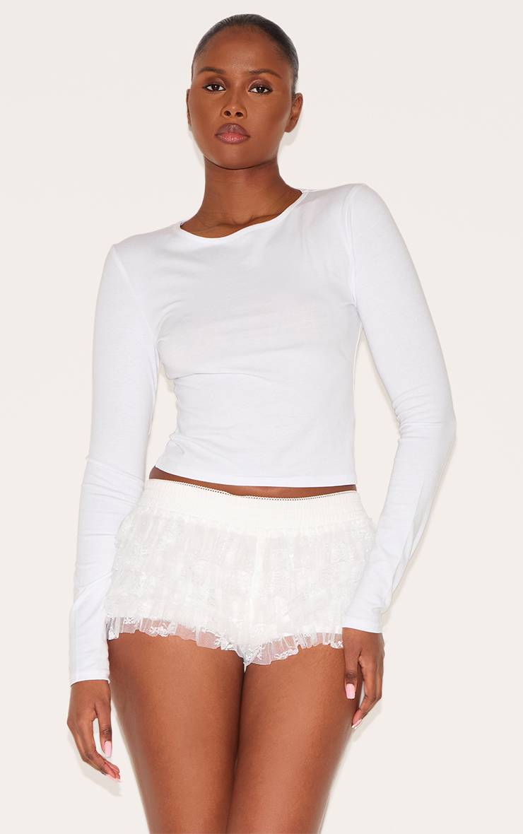 Crème Short Bloomer En Dentelle À Volants