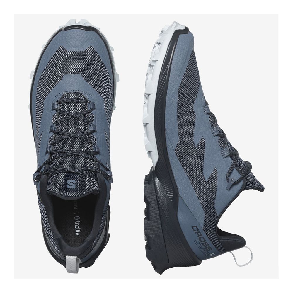 Salomon CROSS OVER 2 GTX - Chaussures randonné Homme bering sea/carbon/pearl blue