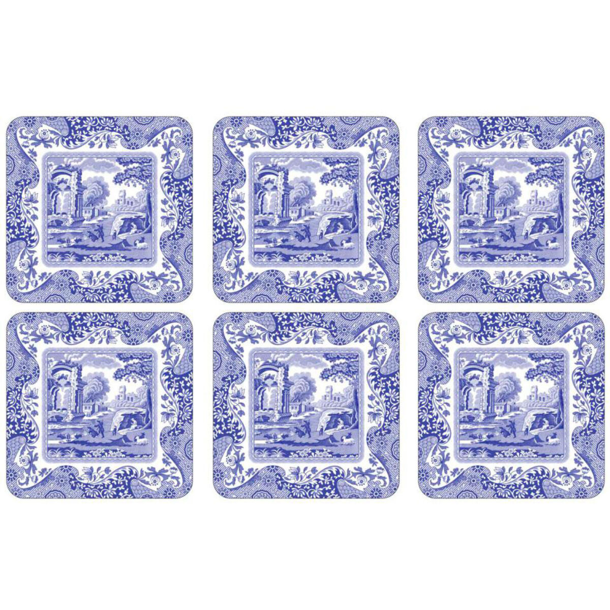 Blue Italian Glassunderlag 6-pack 10,5 x 10,5 cm