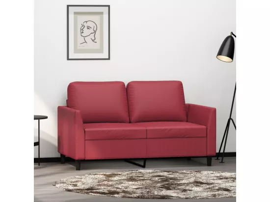 Canapé à 2 places Rouge bordeaux 120 cm Similicuir