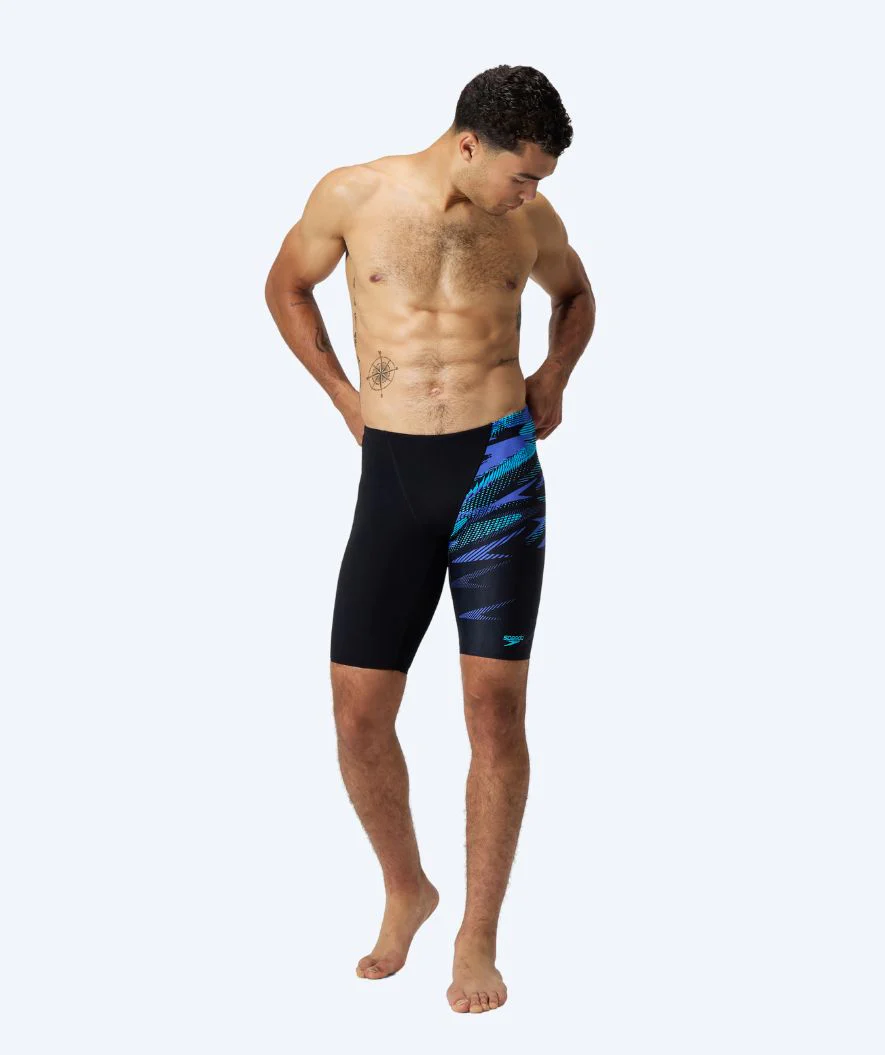 Speedo lange badebukser til mænd - Hyperboom V-Cut - Sort/blå