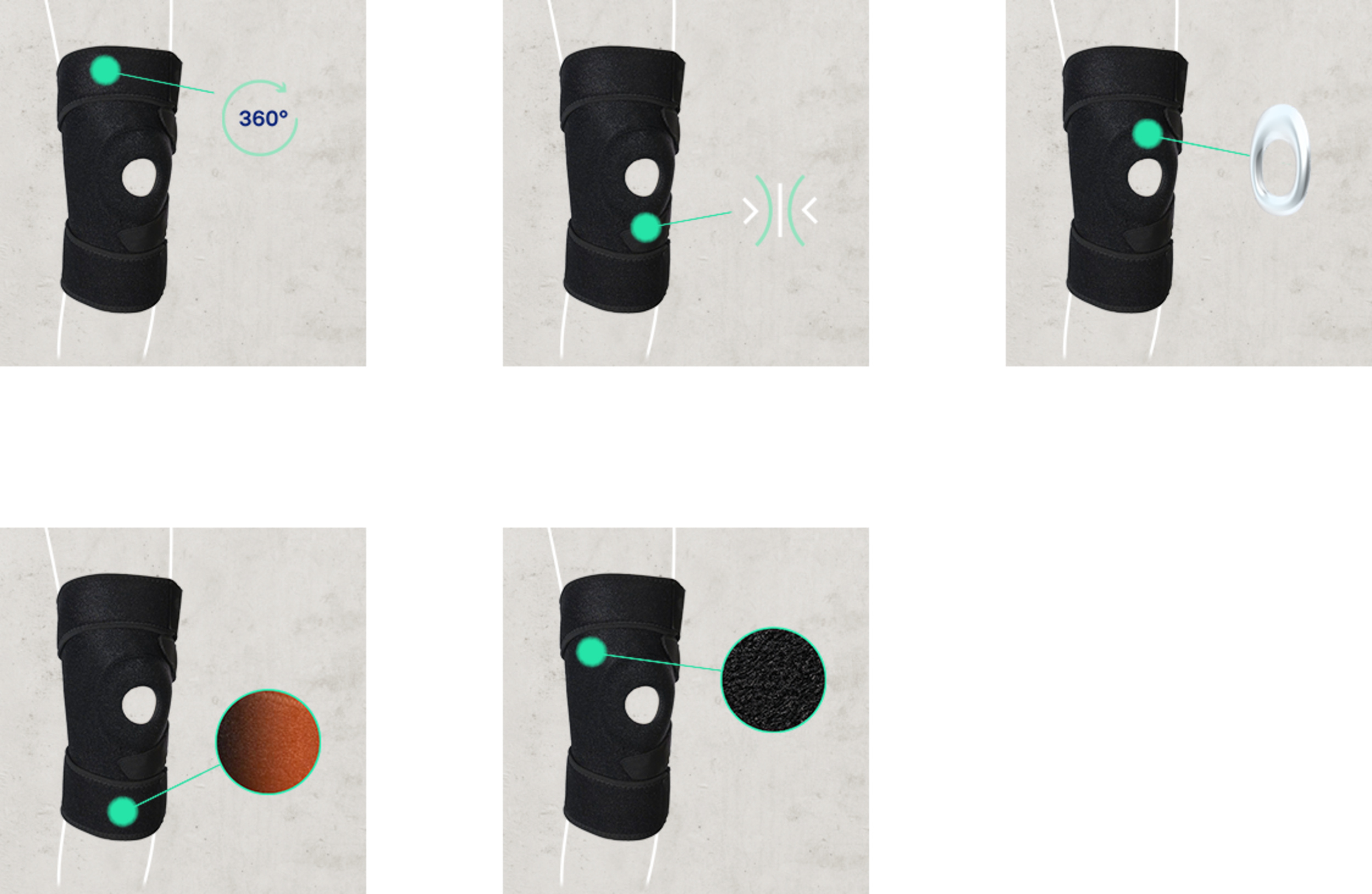 Protective Knie Bandage Verstellbare Stütze Schutz und Entlastung (2580) - Schwarz