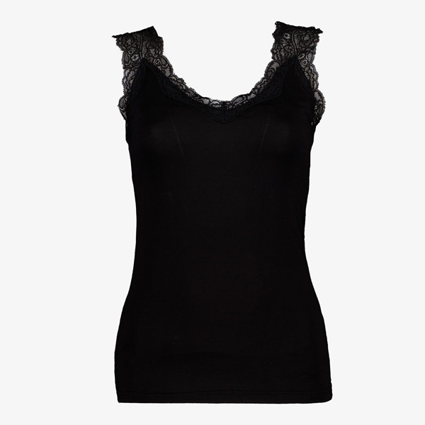 TwoDay dames singlet zwart met kant