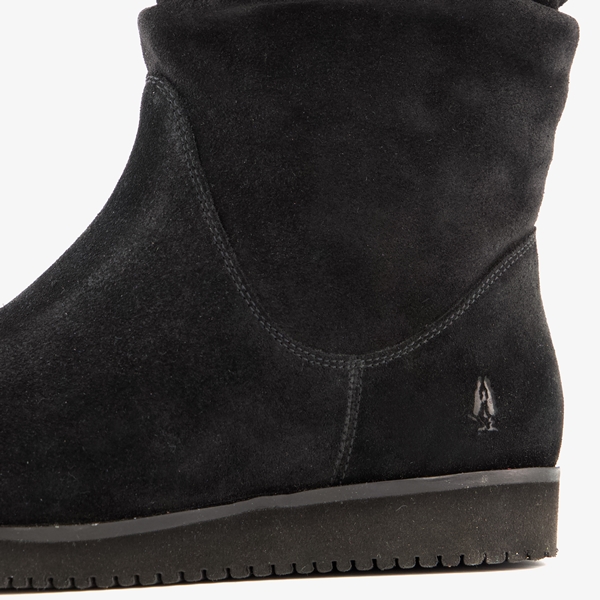 Hush Puppies suede dames enkellaarsjes zwart
