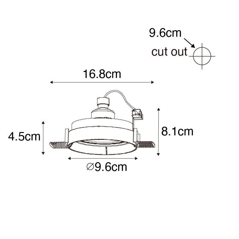 Moderne inbouwspot, wit, GU10, rond, frameloos - Oneon