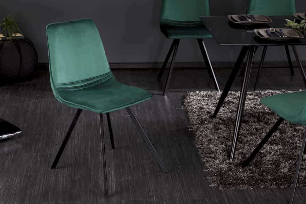 Retro Stuhl AMSTERDAM CHAIR smaragdgrün Samt Designklassiker