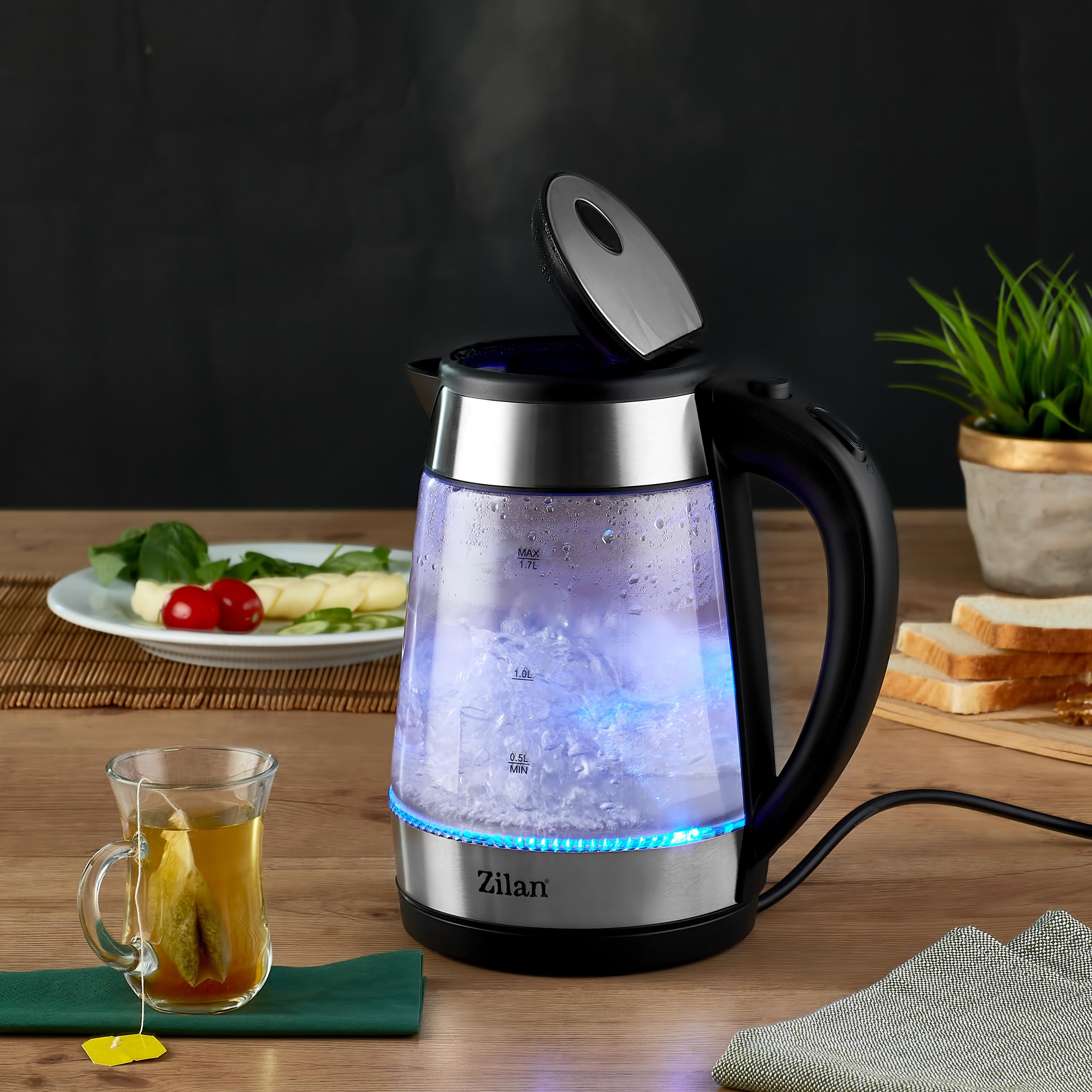 Zilan Glas Wasserkocher LED-Beleuchtung Überhitzungsschutz 1.7L 2200W