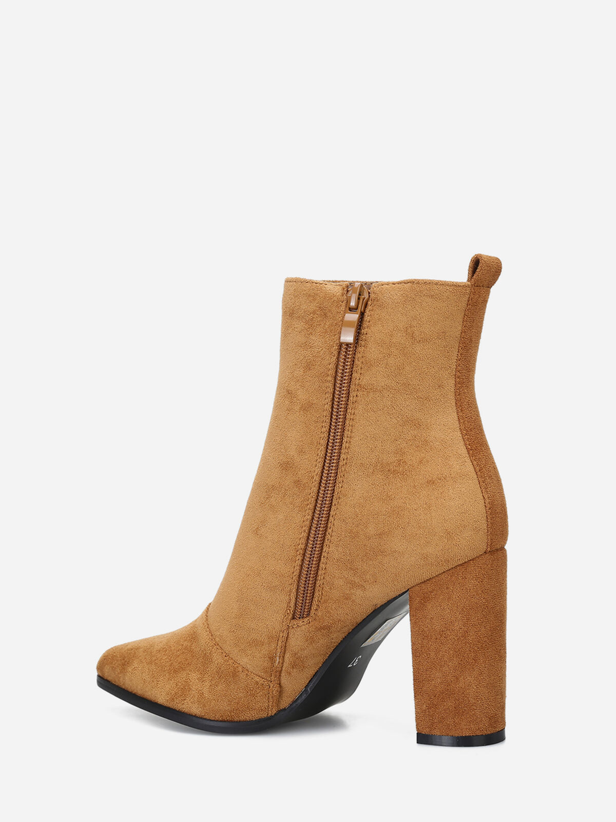 Bottines en suédine à bout pointu- Camel