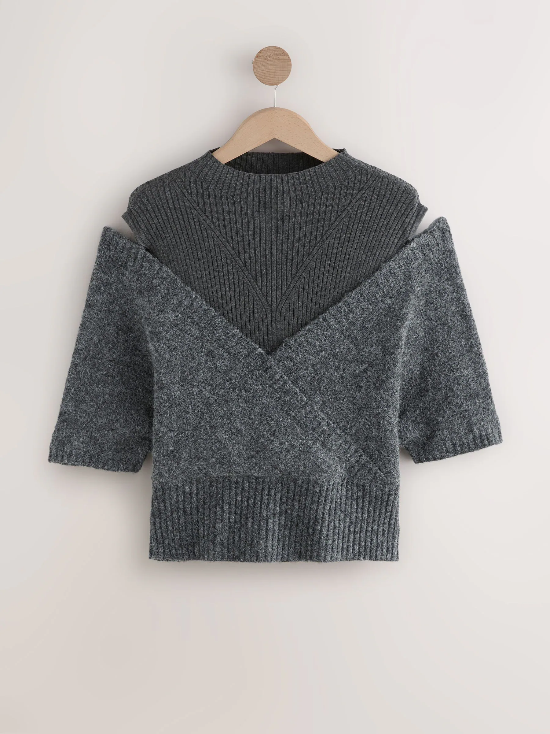 Grijs - Multi Layer Ribbed Ballet Wrap Cover-Up