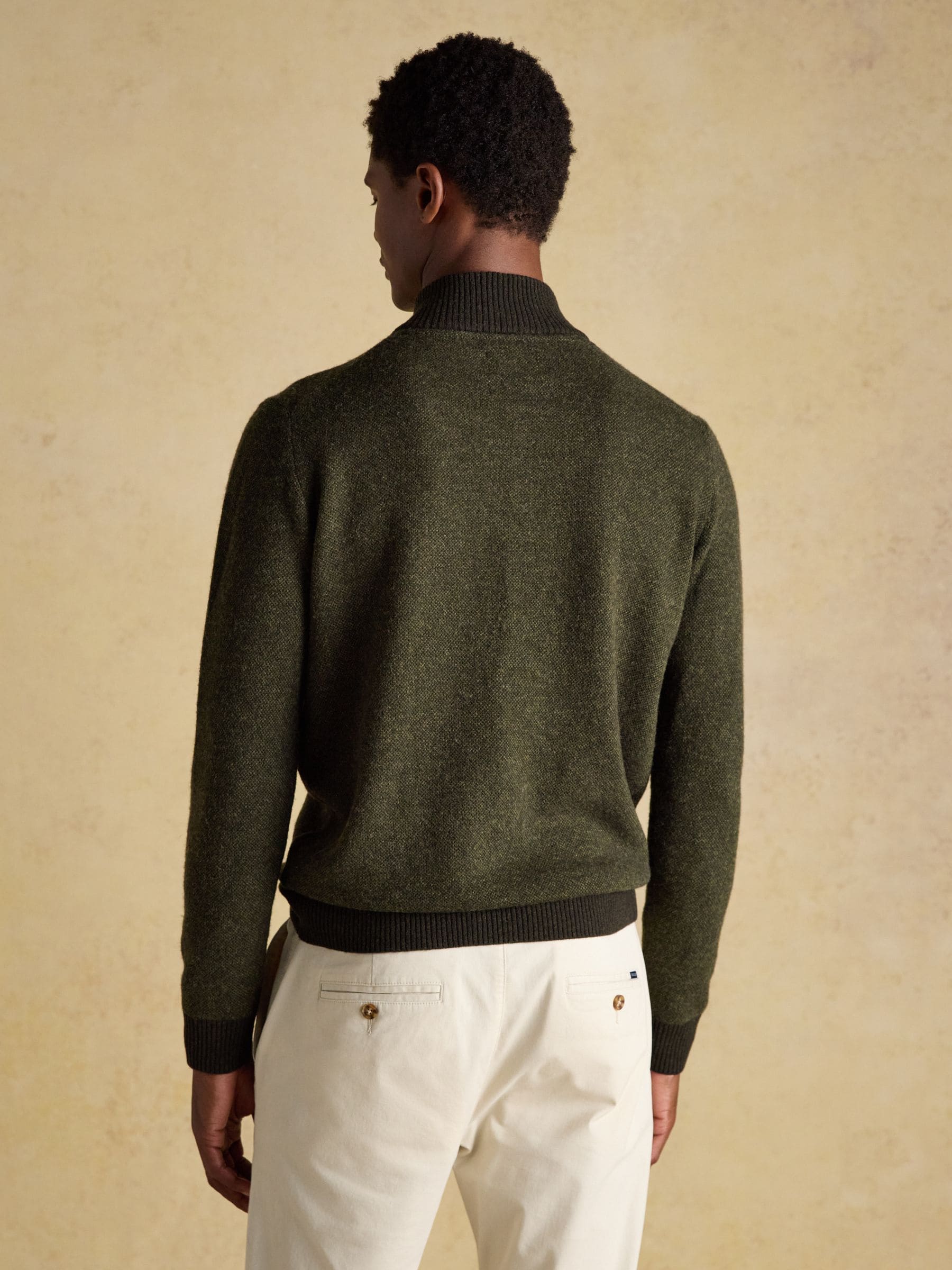 Donkergroen - Joules Highland Wool-Rich Button Quarter Zip Jumper