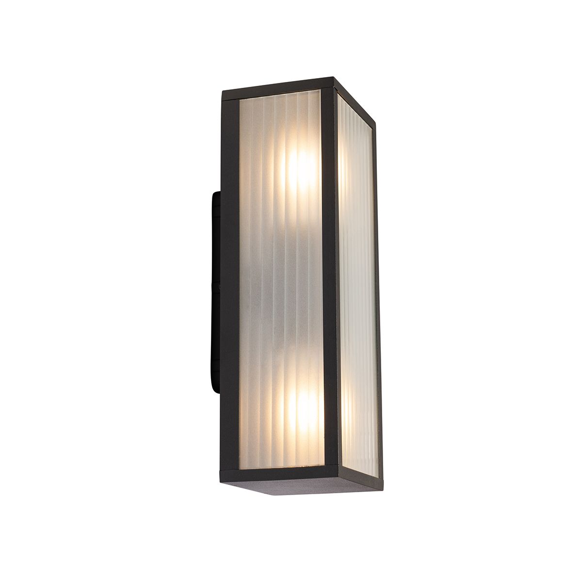 Smart buiten wandlamp zwart met ribbel glas incl. 2 Wifi A60 - Charlois