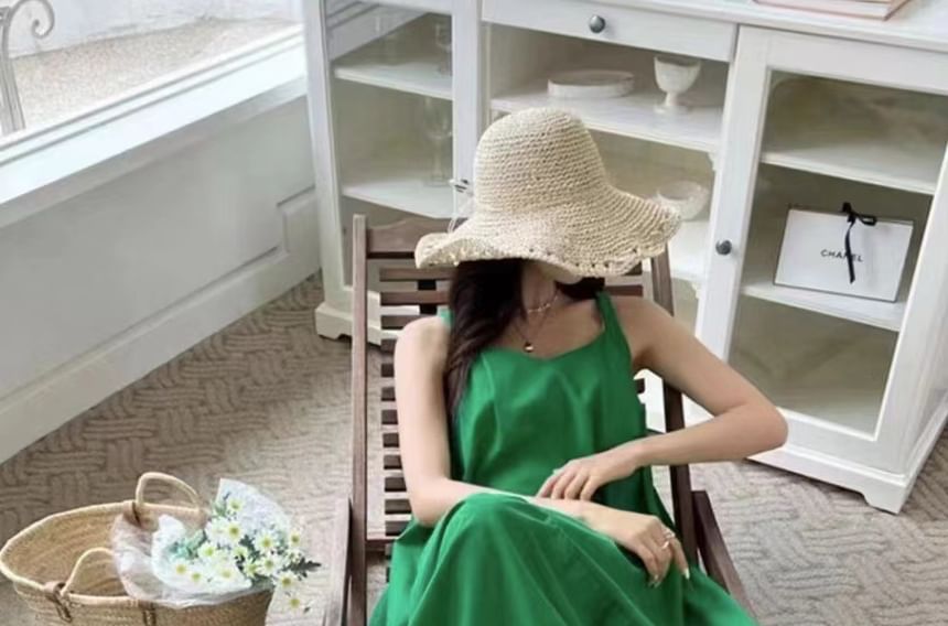 Rred - Mouwloze effen maxi-zonnejurk