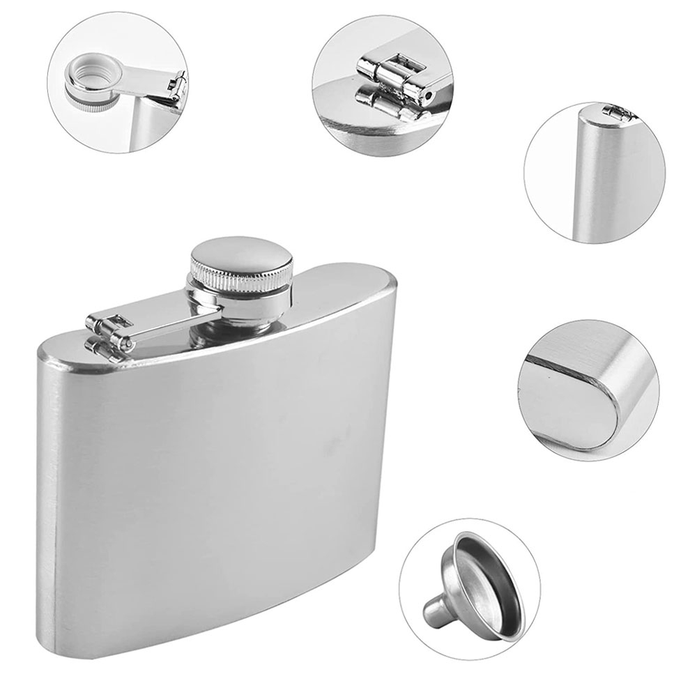 (224ml) Edelstahl Flachmann inklusive Trichter - Silber