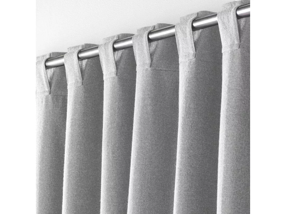 Rideau à passants cachés avec volant en coton recyclé Mistraline - Gris clair - 140 x 240 cm