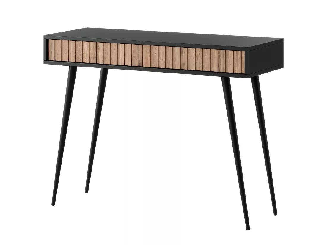 Coiffeuse - 104 cm - noir/chêne wotan - Bello