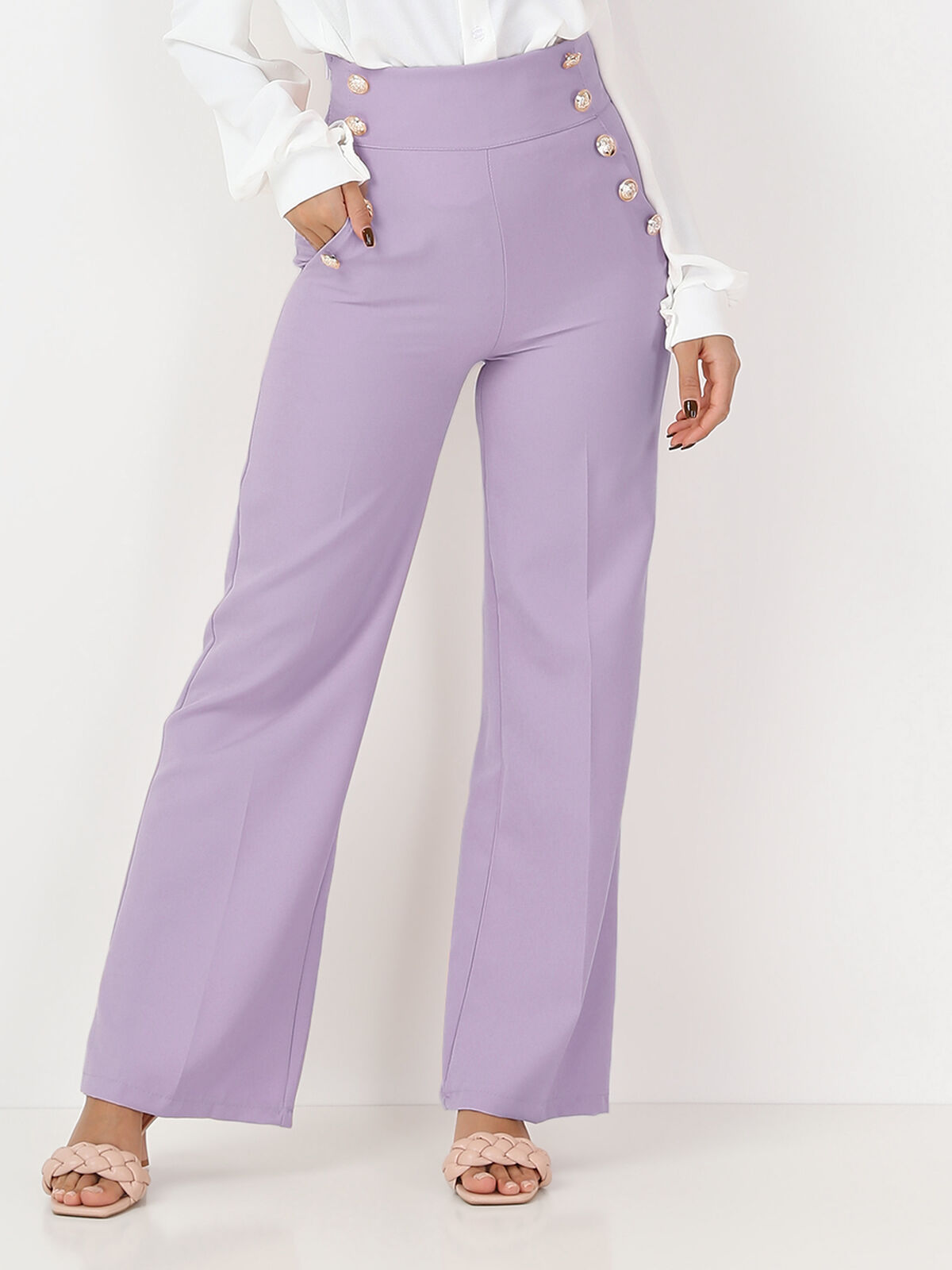 Pantalon palazzo style officier- Violet