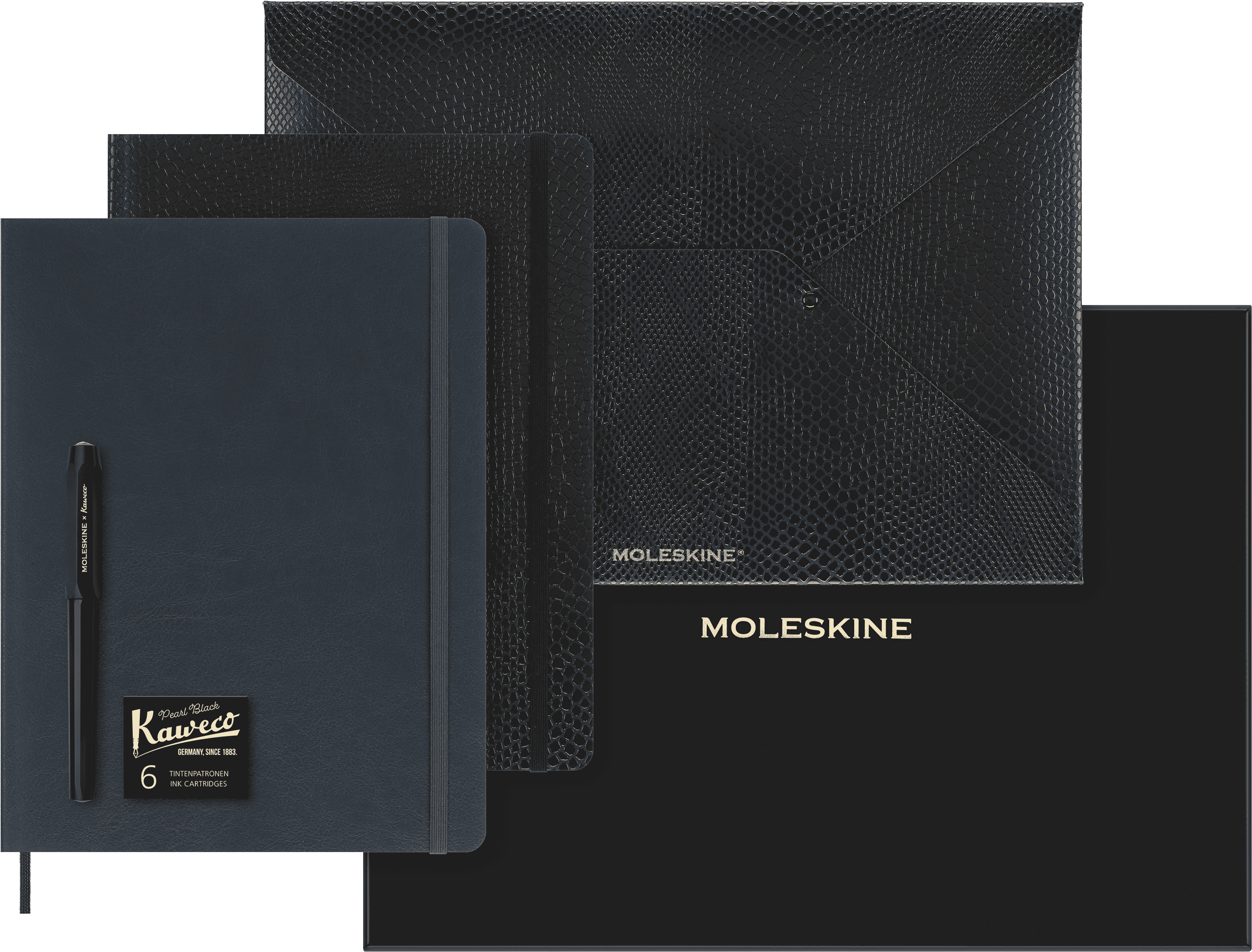 Precious & Ethical Collector's Box XL ruled notebook, python-effect envelope, Kaweco fountain pen