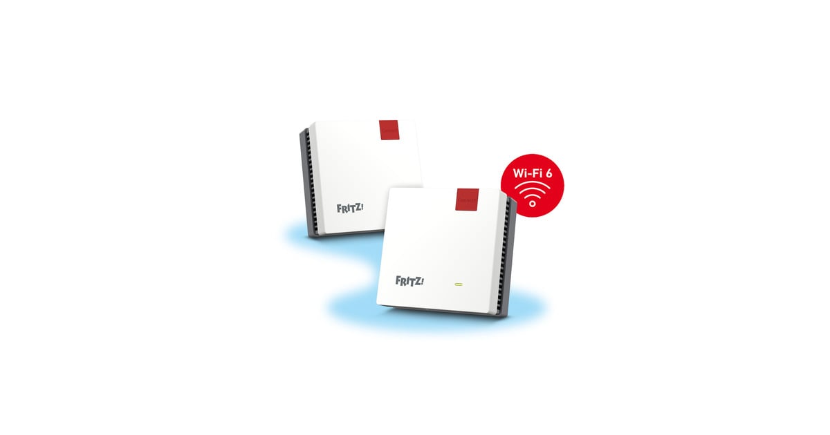 FRITZ!Mesh Set 1600 2-pack Edition International repeater  (Wit/rood, 2 stuks, Mesh Wi-Fi)