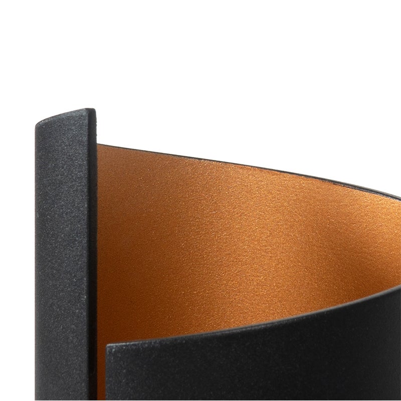 Design wandlamp, zwart met gouden accenten - Faldo