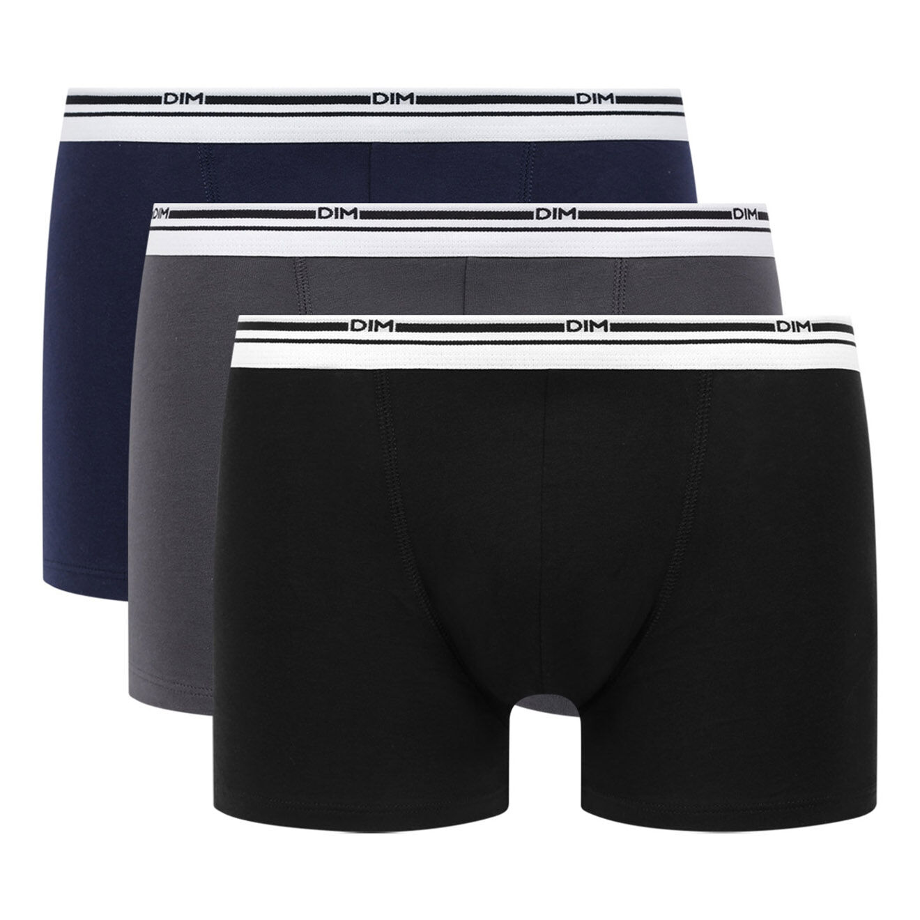 Dim 3 Boxers Classic Colors noir/ bleu denim/gris prononcé