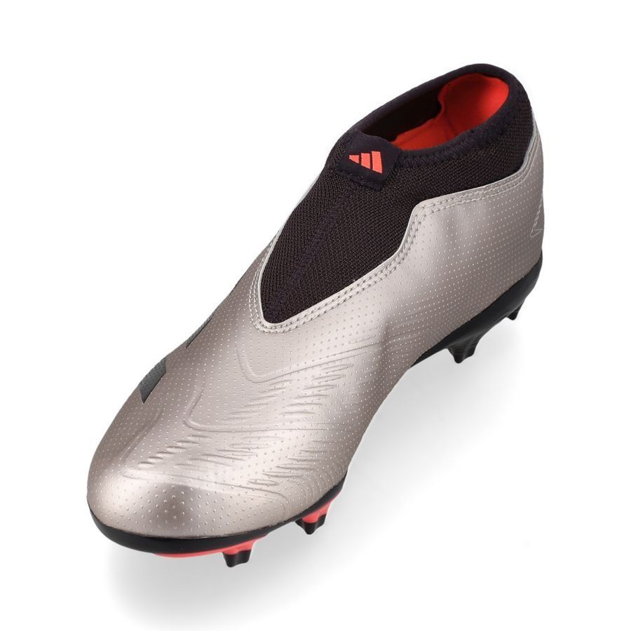 adidas Predator League Laceless FG Vivid Horizon - Argenté/Aurora Black/Turbo Enfant
