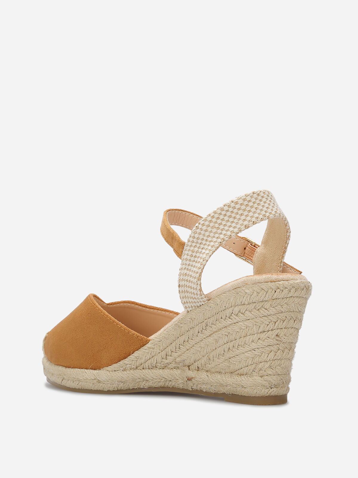 Espadrilles compensées en suédine- Camel