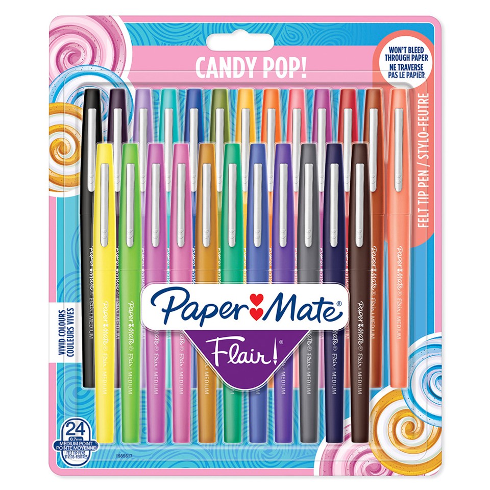Paper Mate - Flair felt tip Tuscher Candy Pop 24-pak