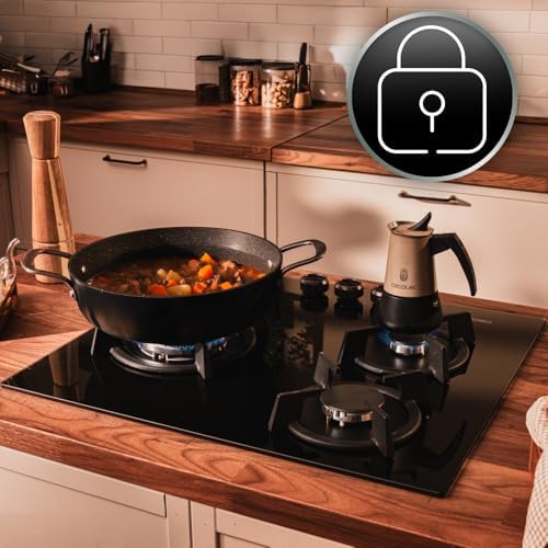 Cecotec Plaque à gaz Bolero Squad G 4200S Glass Black. Plaque à gaz avec 4 feux, finition verre noir, puissance 8000W, grilles individuelles et allumage électrique avec sécurité des vannes. : Cuisine et Maison