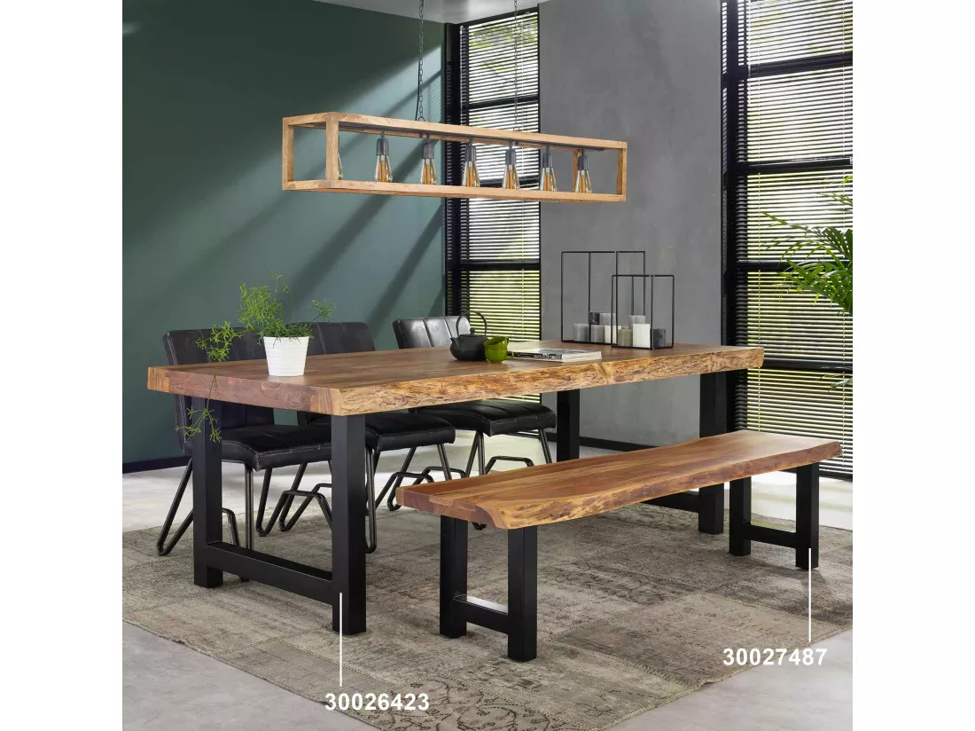 Banc bois massif métal 190cm MELBOURNE