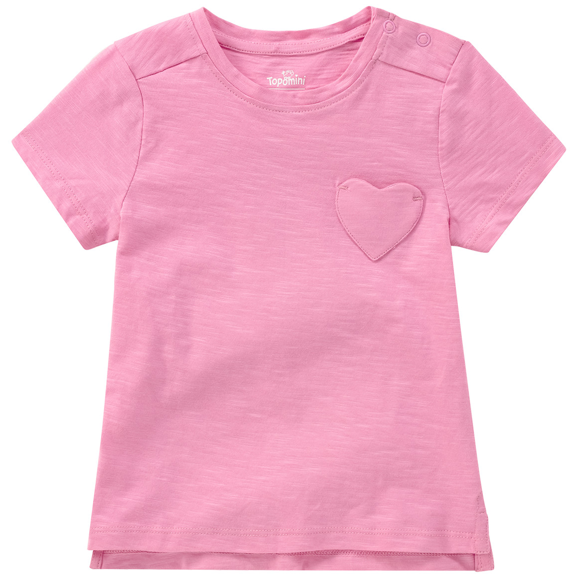 Topomini Baby T-Shirt mit Herz-Tasche rosa