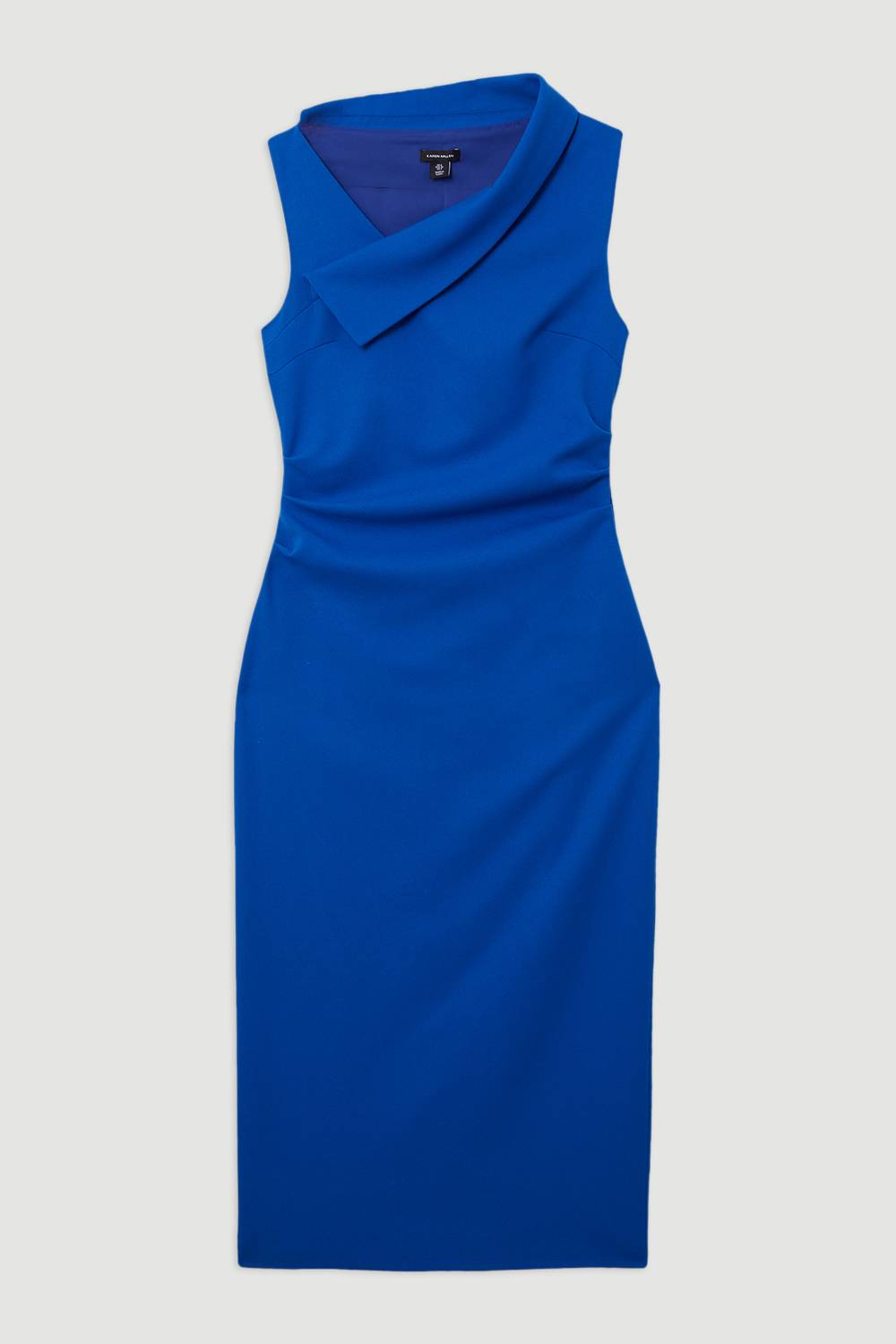 KarenMillen Robe maxi asymétrique structurée en crêpe à jupe pleine et coupe tailleur