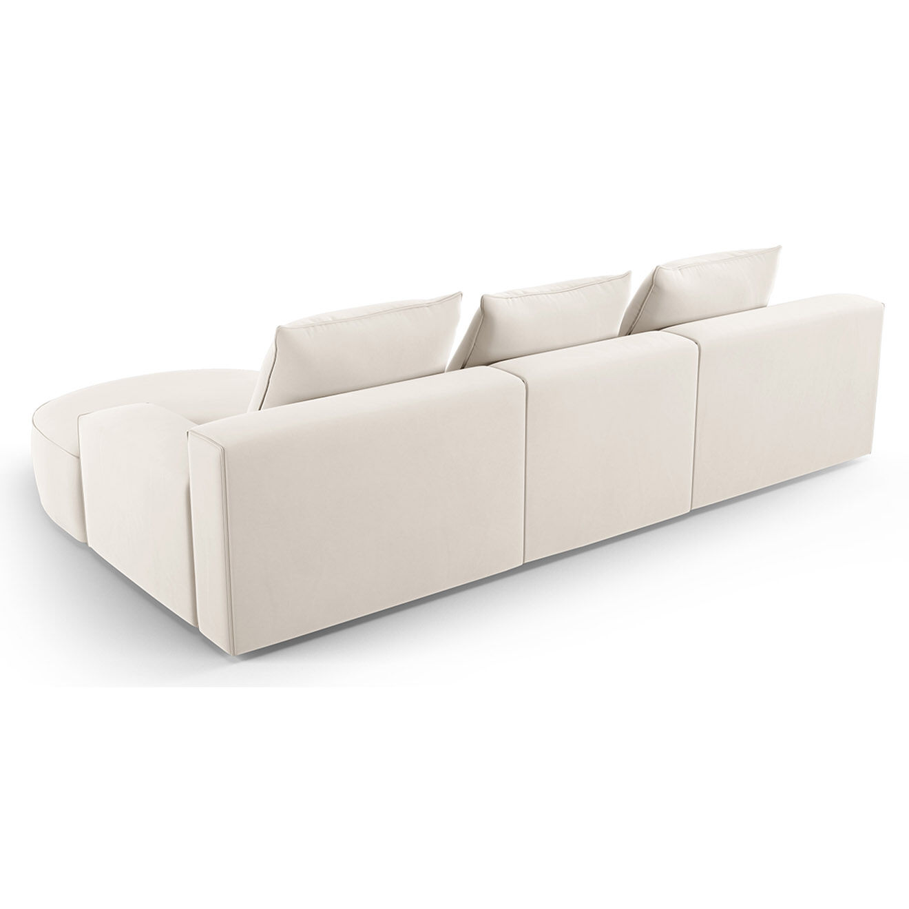 Mazzini Sofas Canapé d'angle droit arrondi en velours Ivy 5 Places beige - 285x180x89 cm