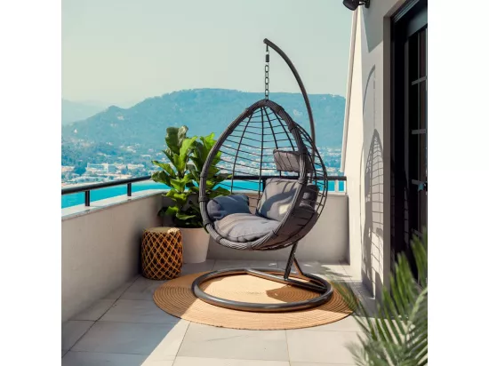 fauteuil suspendu balancelle de jardin carla métal coussin gris