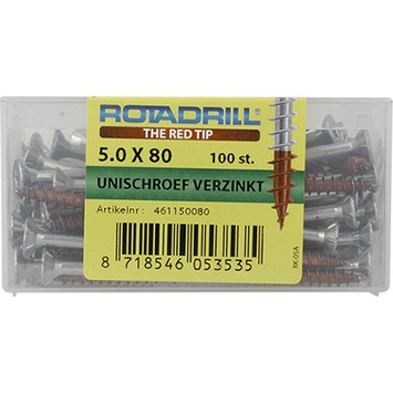 Rotadrill schroef universeel platkop torx verzinkt 5.0x80 mm 100 stuks