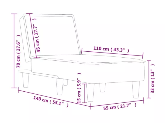 Chaise longue noir tissu