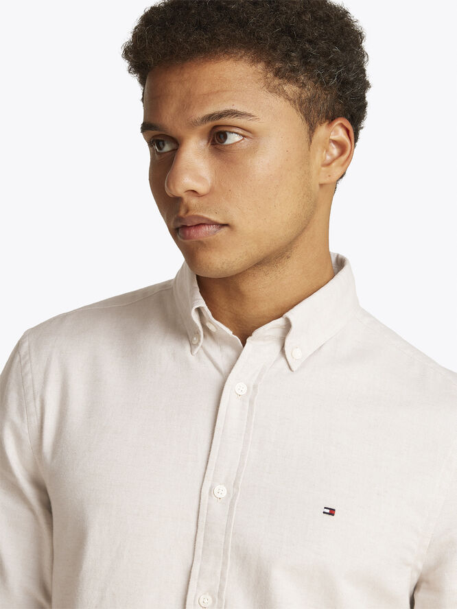 Tommy Hilfiger BRUSHED LINEN SOLID SF SHIRT Sandalwood