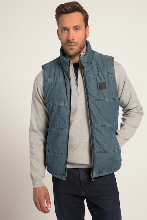 Weste, Denim, Jeans-Look, Warmfutter, Stehkragen, bis 8 XL