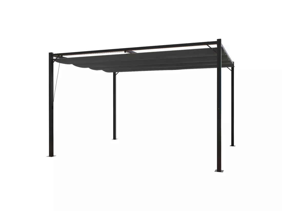Pergola autoportante 3x4m avec toile en polyester gris TUSA