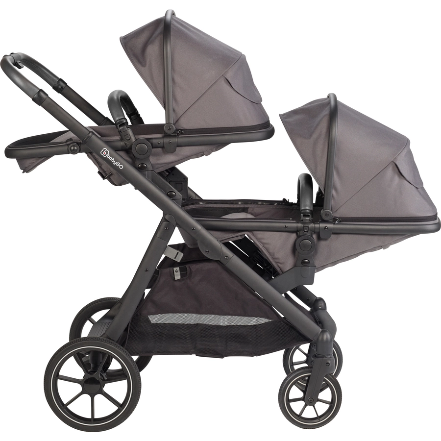babyGO Geschwisterwagen Duo Mega Set Grey