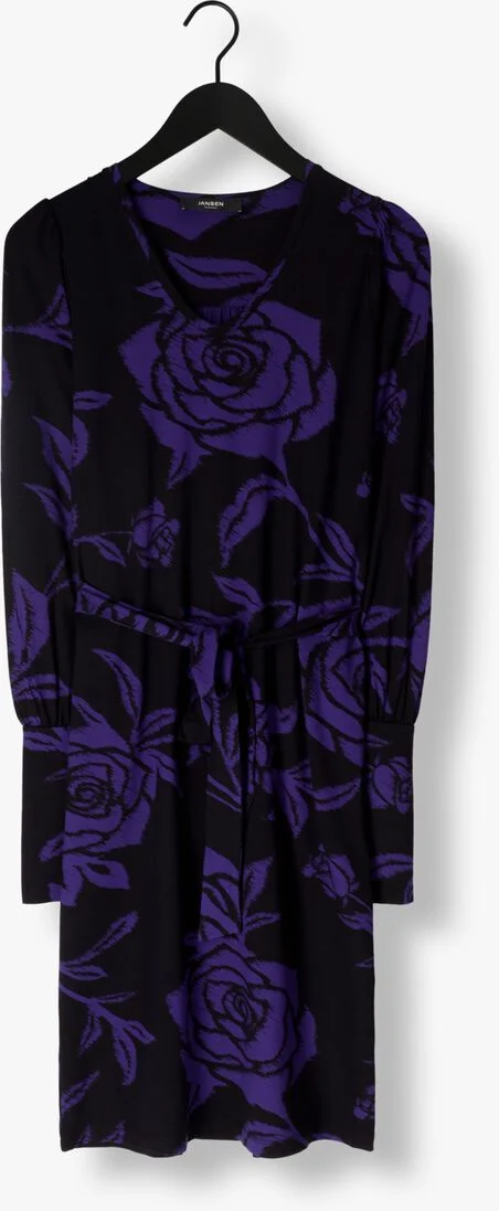 JANSEN AMSTERDAM paarse jansen amsterdam mini jurk vbf501 jersey print dress with v-neck