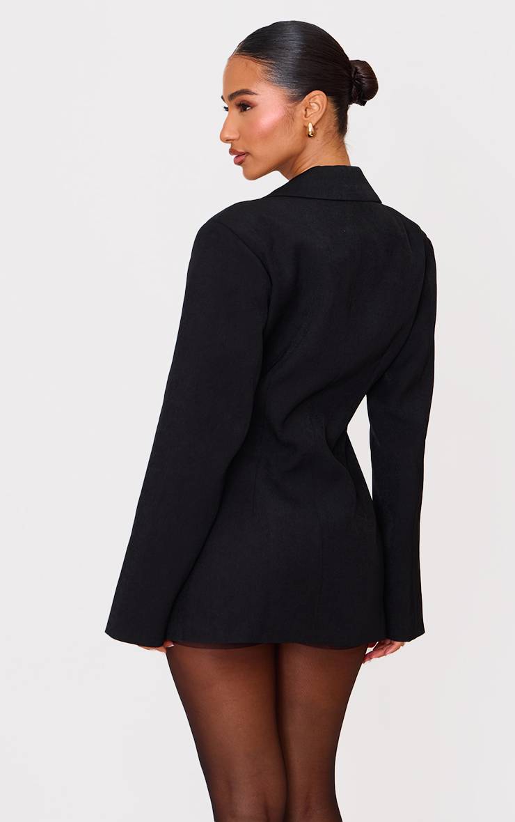 Noir Robe Blazer Ajustée Avec Agrafes Et Œillets Petite