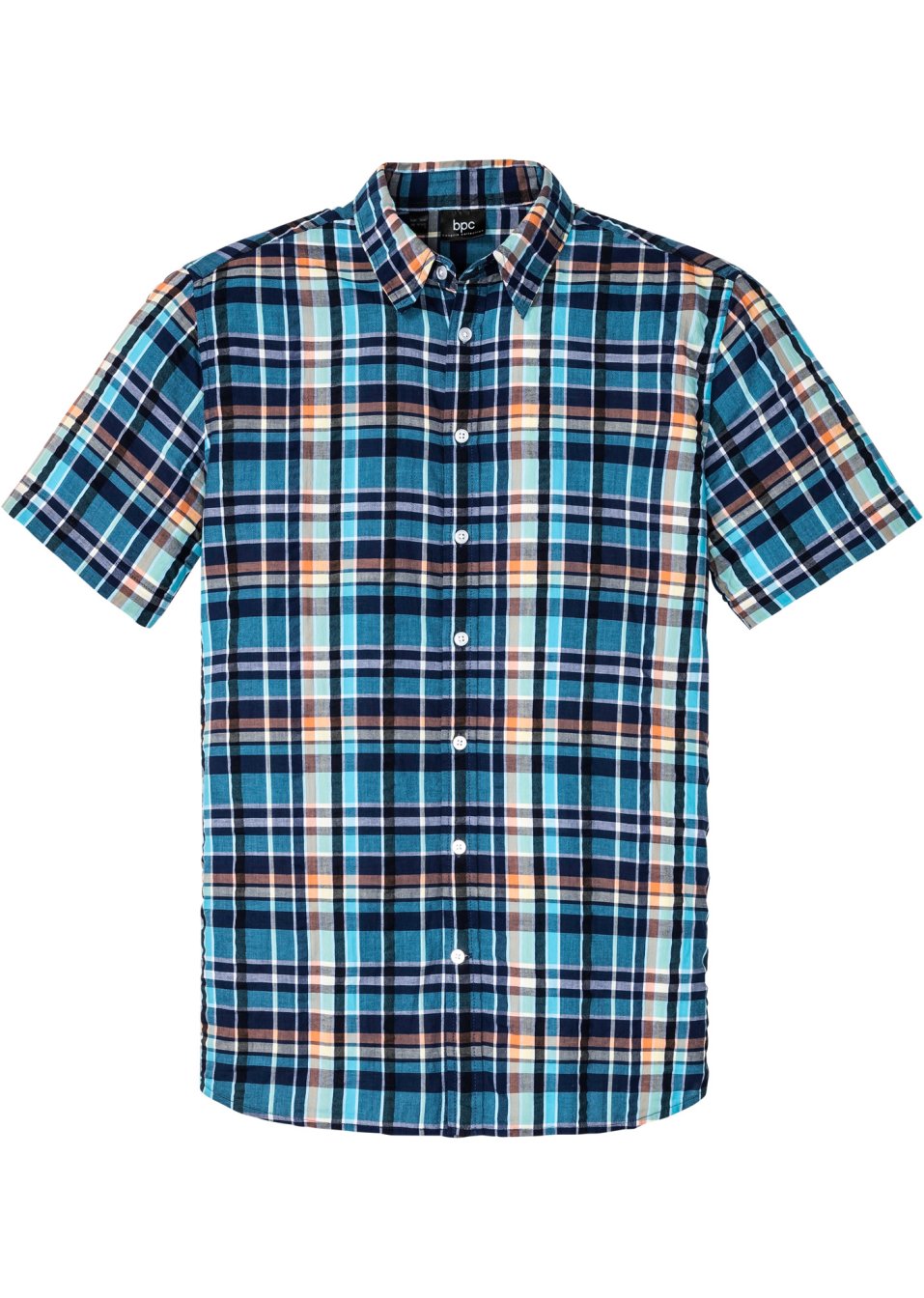 Chemise manches courtes en seersucker confort pour le ventre